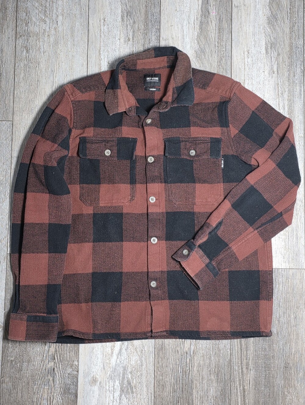ASOS Only & Sons Men's Heavyweight 100% Cotton Buffalo Plaid Overshirt Sz Lg
